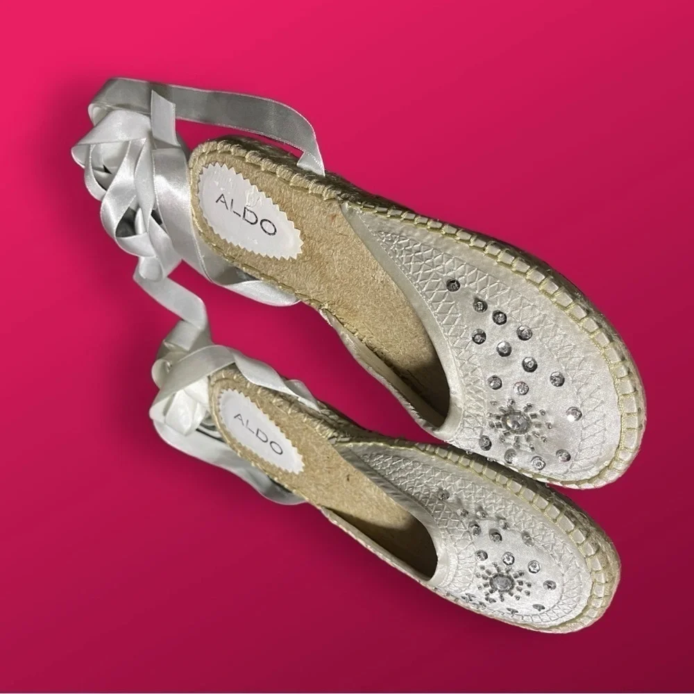 ALDO Womens Embellished Mules with Ankle Ribbon Ties